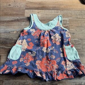 Matilda Jane Navy Floral Tank with Coral and Mint Accents
